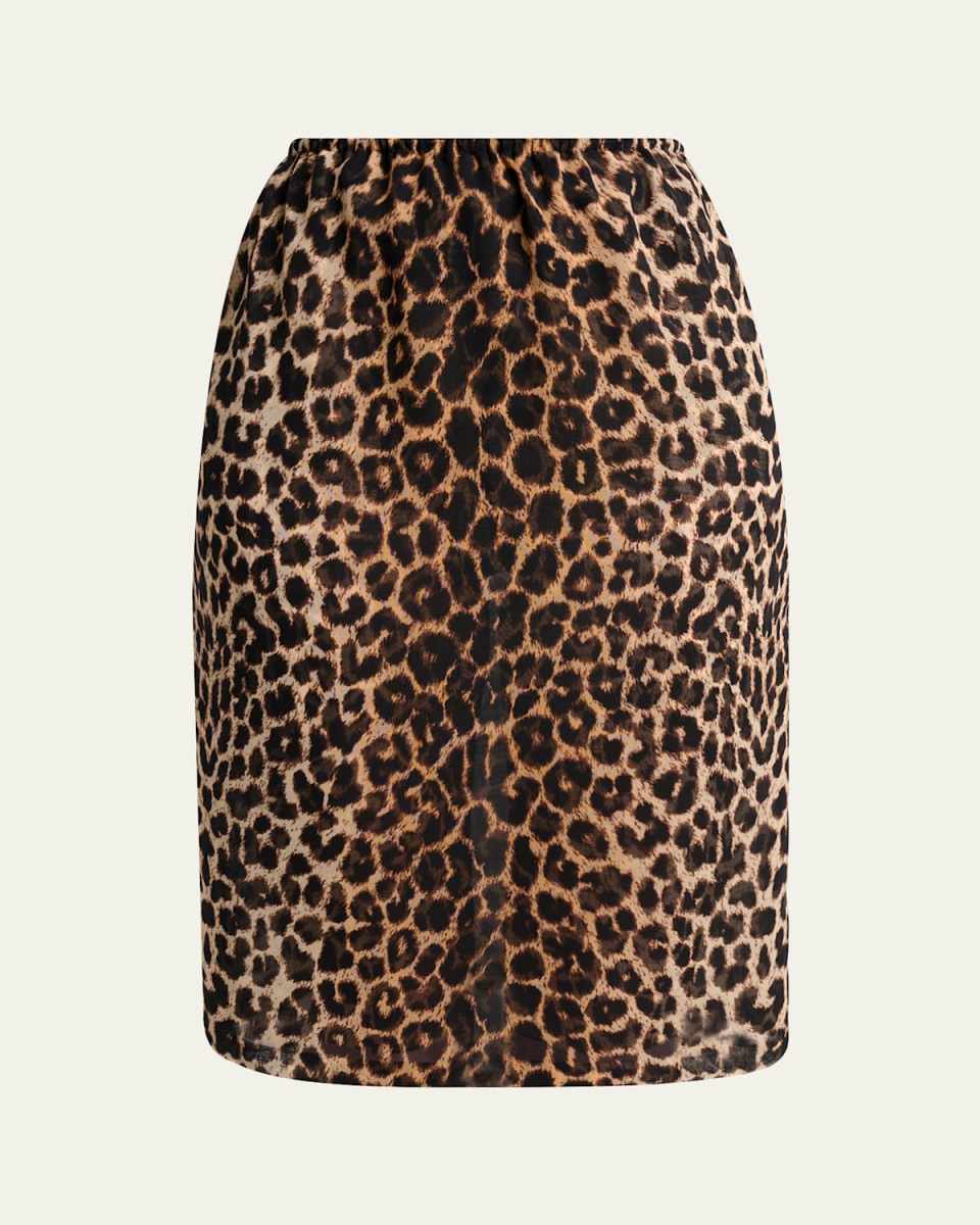 Leopard Silk Georgette Pencil Skirt